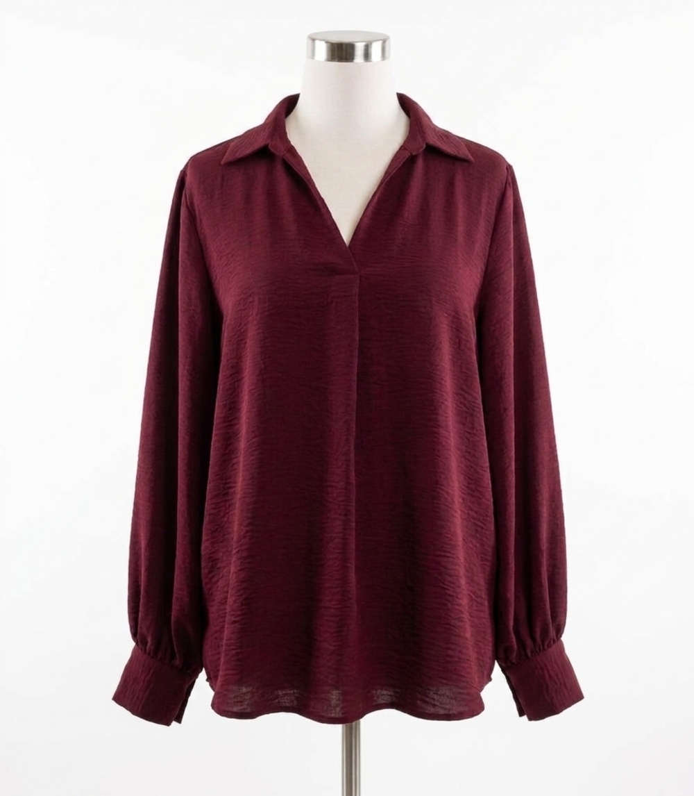NEW IVY JANE pop a collar top in plum